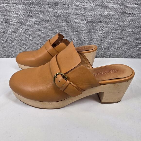 MADEWELL MONIQUE BUCKLE CLOG – WOMEN’S SIZE 9 – TAN LEATHER – WOOD SOLE - Picture 2 of 11